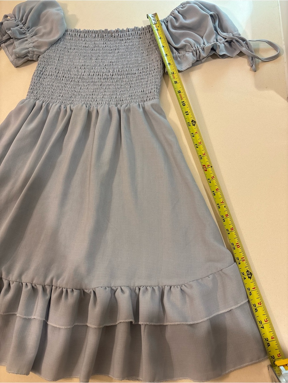 Light Blue Ruffle Sleeve Mini Dress - Picture 7 of 8